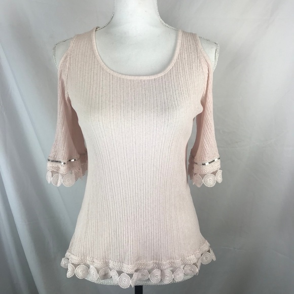Maya Lucky Tops - Maya Lucky Womens Open Shoulder Shirt Pink Sm